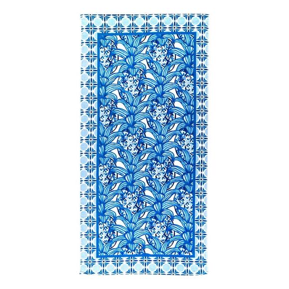 Blue White Lookin Pine Pineapple Tropical Cotton Beach Pool Lake Towel - Picture 1 of 3